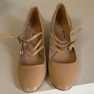 Miu Miu Women's Nude Patent Leather Heels